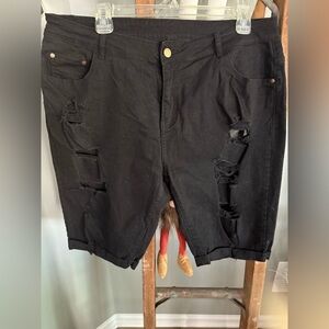 Denim Black Distressed Shorts size XXL